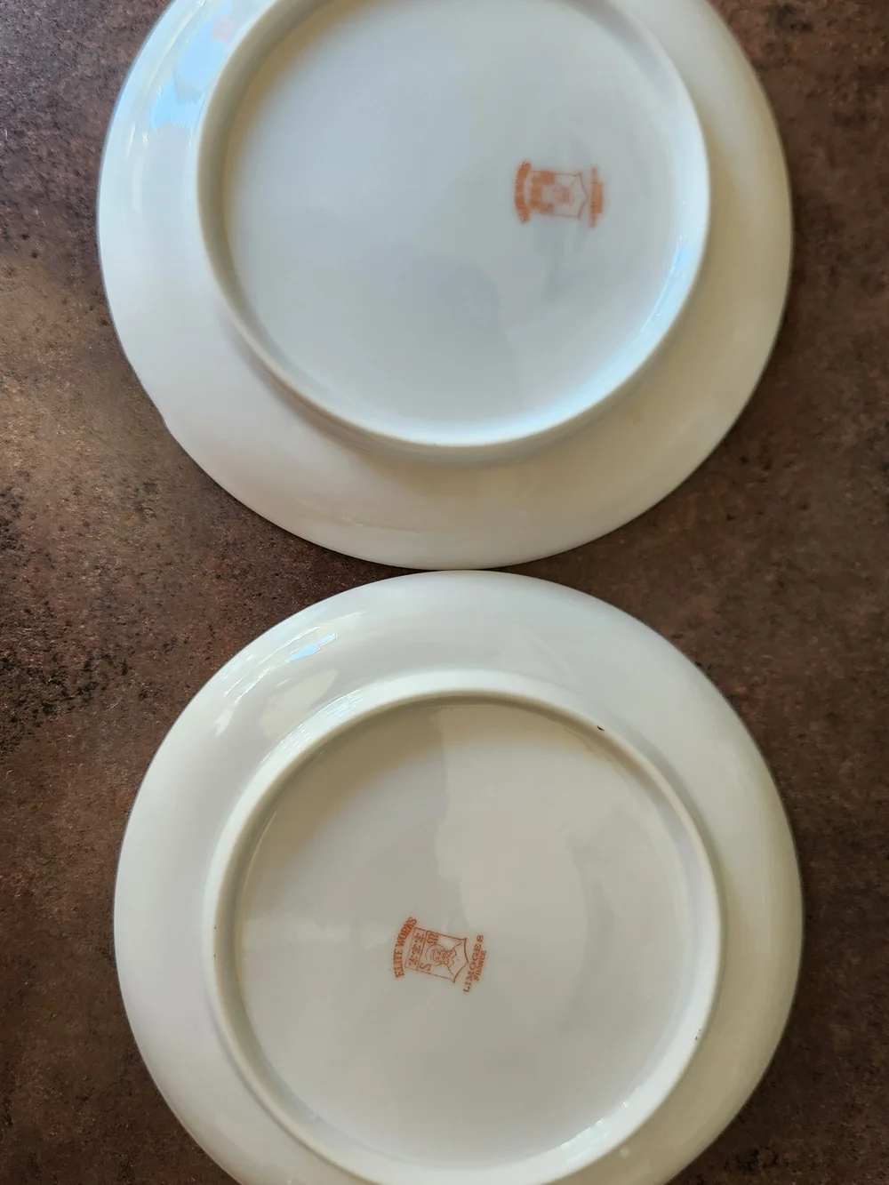 Antique Elite Works Limoges France Porcelain Saucers Set of 2 Pink Floral Design